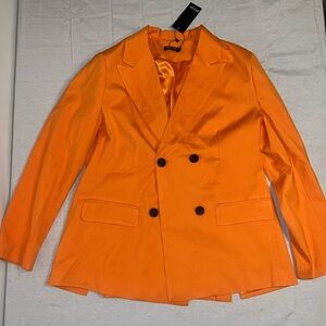 NWT Nasty Gal Orange Double Breasted Blazer Tangerine Jacket Party Brunch Bold